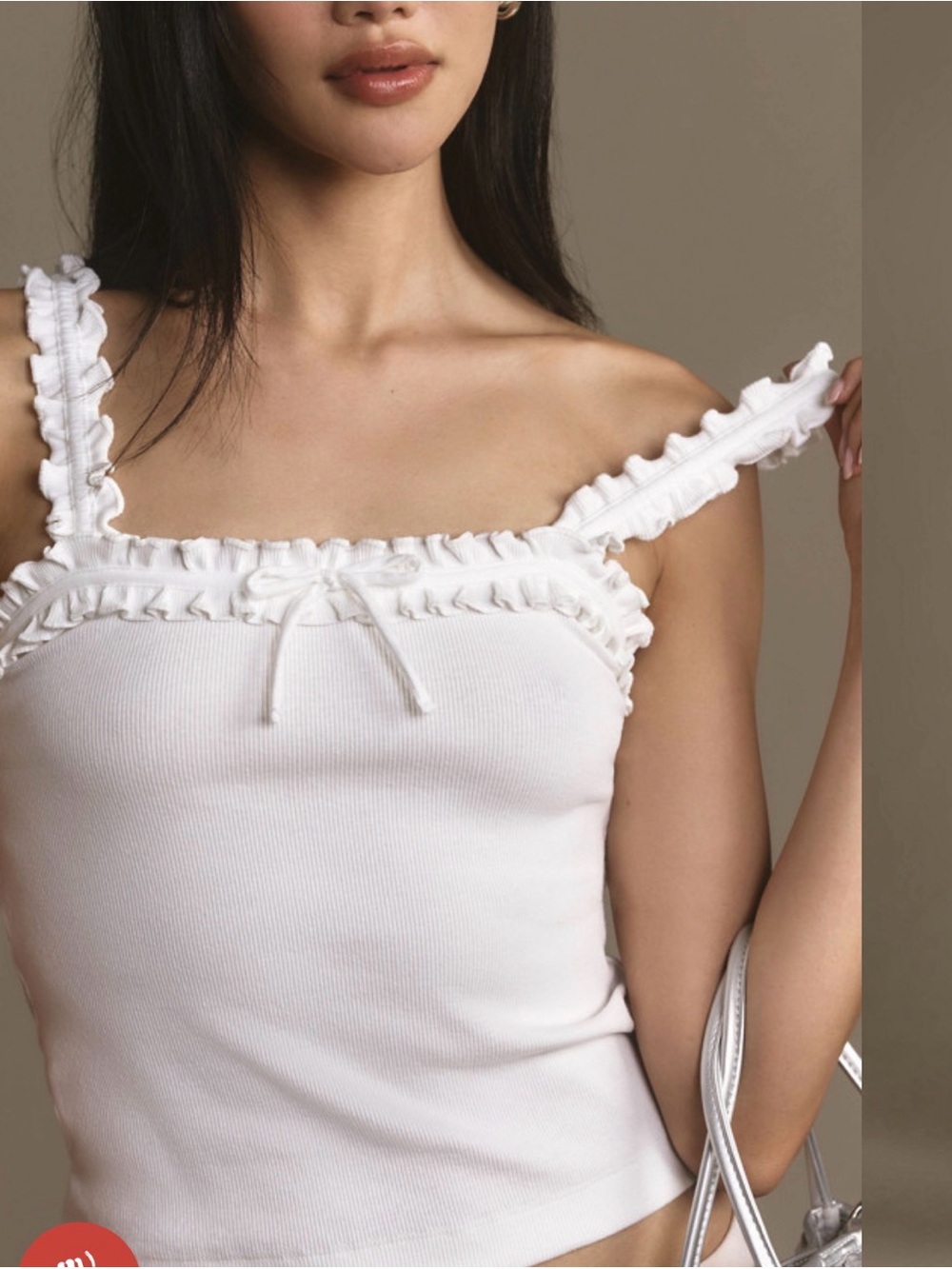 Maeve Black Ruffled Strap Ribbed Cami - Picture 5 of 5